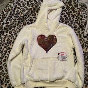 Girls DKNY supersoft sequin front hoodie